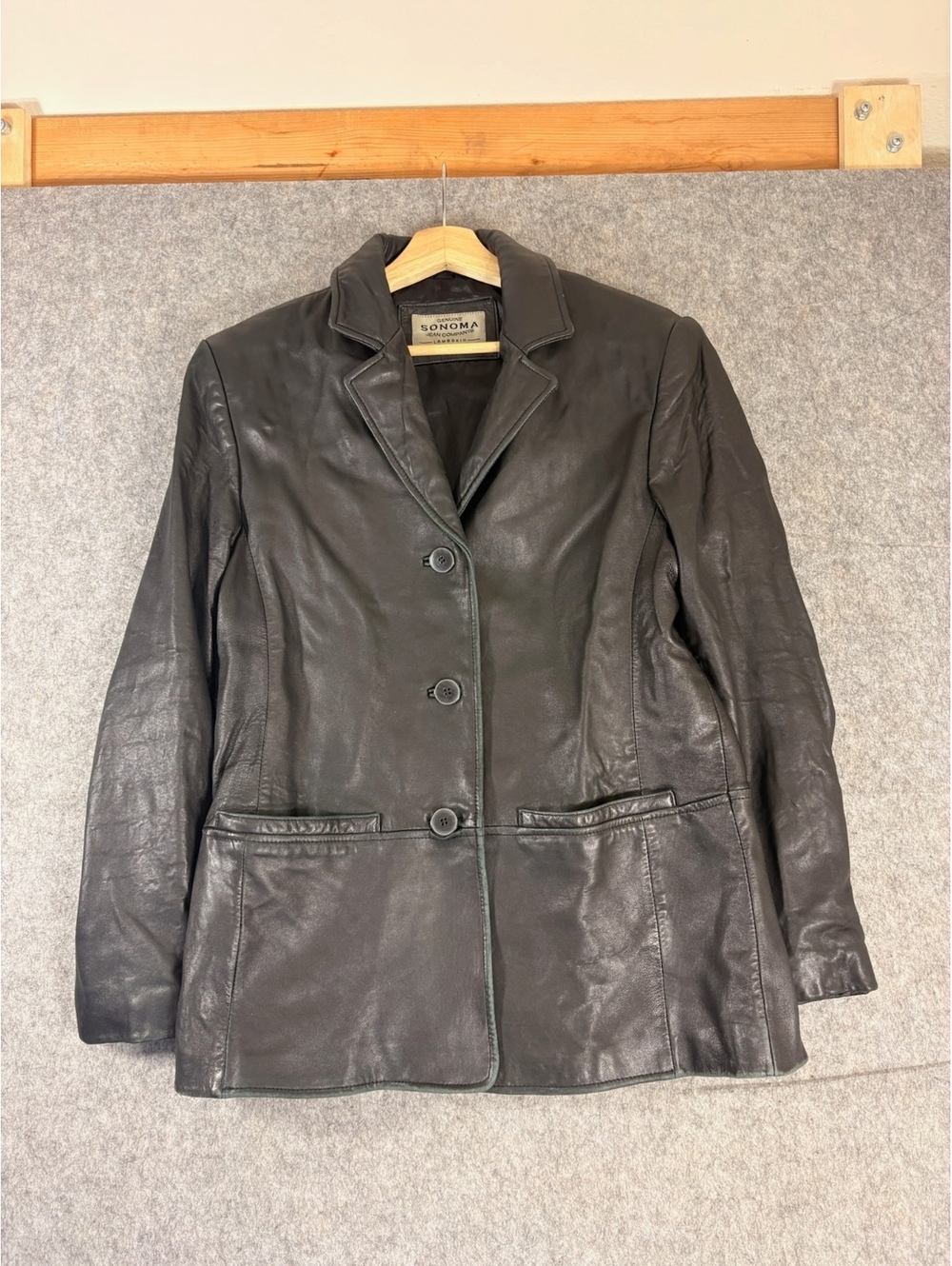 Sonoma black leather blazer size medium